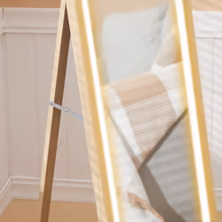HOMCOM Dimming Full Length Mirror w/ Lights Standing Leaning Wall Mount Oak - Additional view 8