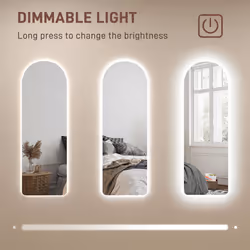 HOMCOM Full Length Wall Mirror with Lights Dimming and 3 Colour Adjustable