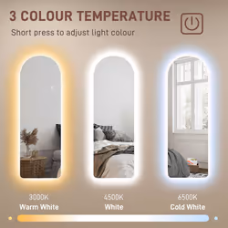 HOMCOM Full Length Wall Mirror with Lights Dimming and 3 Colour Adjustable - Additional view 4