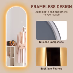 HOMCOM Full Length Wall Mirror with Lights Dimming and 3 Colour Adjustable - Additional view 5