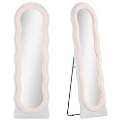 HOMCOM Full Length Mirror, Standing, Leaning or Wall Mirror, White and Pink