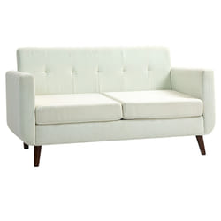 HOMCOM Modern Upholstered Fabric Loveseat Sofa for Living Room, Cream