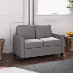 HOMCOM Modern 2 Seater Sofa with Spring Cushion, Back Pillow, Grey