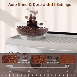 HOMCOM Espresso Machine, Bean Grinder & Steam Wand, 15 Bar Pressure, Silver.