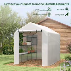 Outsunny Walk-in Garden Greenhouse Shelves Polytunnel Steeple Grow House