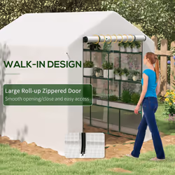 Outsunny Walk-in Garden Greenhouse Shelves Polytunnel Steeple Grow House