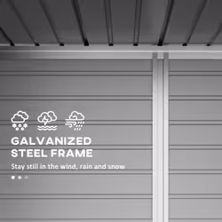 Outsunny 6.3 x 4.3FT Galvanised  Metal Garden Shed with Lockable Door, Grey