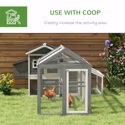 PawHut Chicken Run, Wooden Chicken Coop w/ Combinable Design - Grey - Additional view 4