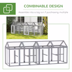 PawHut Chicken Run, Wooden Chicken Coop w/ Combinable Design - Grey - Additional view 5