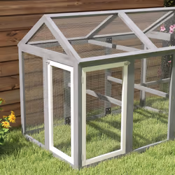 PawHut Chicken Run, Wooden Chicken Coop w/ Combinable Design - Grey - Additional view 6