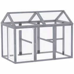 PawHut Chicken Run, Wooden Chicken Coop w/ Combinable Design - Grey - Additional view 8