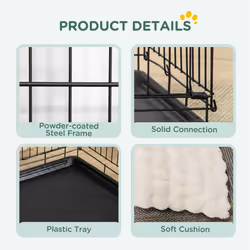 PawHut Dog Crate with Two Doors, Tray, Soft Cushion, for Extra Large Dogs