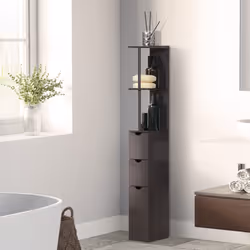HOMCOM Tall Bathroom Storage Cabinet with Shelf and Drawers, Brown