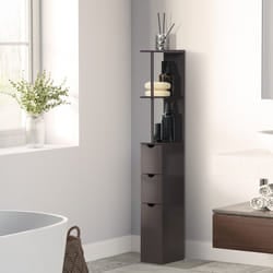 HOMCOM Tall Bathroom Storage Cabinet with Shelf and Drawers, Brown