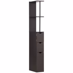 HOMCOM Tall Bathroom Storage Cabinet with Shelf and Drawers, Brown - Additional view 8