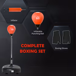 HOMCOM Punching Bag with Stand, Boxing Bag Set with Adjustable Height, Red