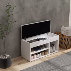 HOMCOM Sit-On Shoe Storage Unit w/ Hidden Compartment Handles Cream