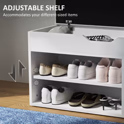 HOMCOM Sit-On Shoe Storage Unit w/ Hidden Compartment Handles Cream - Additional view 5