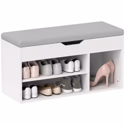 HOMCOM Sit-On Shoe Storage Unit w/ Hidden Compartment Handles Cream - Additional view 7