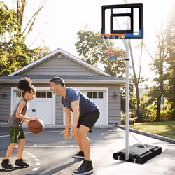 SPORTNOW 2.6-3.1m Basketball Hoop and Stand w/ Weighted Base, Wheels, White