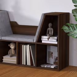 HOMCOM Cube Bookshelf Organizer with Reading Seat, Six Cubes, Chestnut - Additional view 7