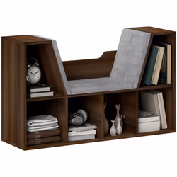 HOMCOM Cube Bookshelf Organizer with Reading Seat, Six Cubes, Chestnut - Additional view 8