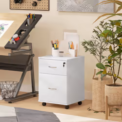 HOMCOM Pedestal Office Mobile Filing Cabinet 2 Drawer White - Additional view 5
