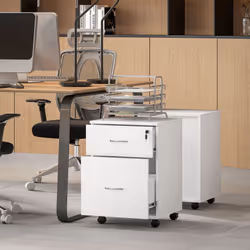 HOMCOM Pedestal Office Mobile Filing Cabinet 2 Drawer White - Additional view 6