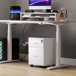 HOMCOM Pedestal Office Mobile Filing Cabinet 2 Drawer White - Additional view 7