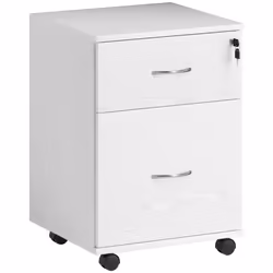 HOMCOM Pedestal Office Mobile Filing Cabinet 2 Drawer White - Additional view 8