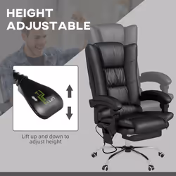 Vinsetto PU Leather Vibration Massage Office Chair with Heat, Black