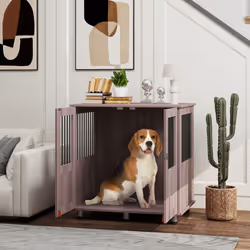 PawHut Dog Crate Kennel Cage for Small Medium Dog, Indoor End Table, Purple