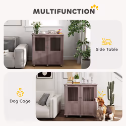 PawHut Dog Crate Kennel Cage for Small Medium Dog, Indoor End Table, Purple