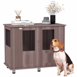 PawHut Dog Crate Kennel Cage for Medium Large Dog, Indoor End Table, Purple