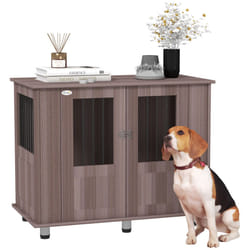 PawHut Dog Crate Kennel Cage for Medium Large Dog, Indoor End Table, Purple