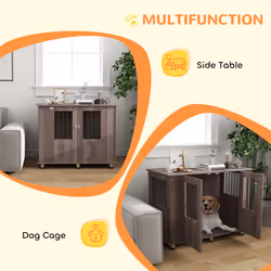 PawHut Dog Crate Kennel Cage for Medium Large Dog, Indoor End Table, Purple - Additional view 4