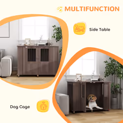 PawHut Dog Crate Kennel Cage for Extra Large Dog, Indoor End Table, Purple
