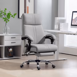 Vinsetto PU Vibration Massage Office Chair with Heat, Footrest, Light Grey