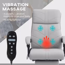 Vinsetto PU Vibration Massage Office Chair with Heat, Footrest, Light Grey