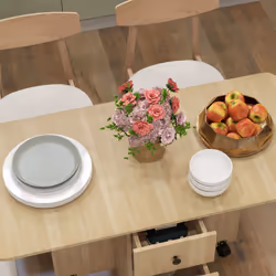 HOMCOM Folding Dining Table, Drop Leaf Table With Drawers Natural Wood - Additional view 7