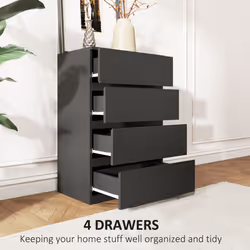 HOMCOM Bedroom Chest of Drawers, 4 Drawers Dresser, Drawer Unit, Black
