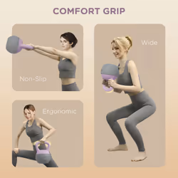 SPORTNOW 6KG Kettlebell with Soft Body and Non-Slip Handle, Purple and Grey
