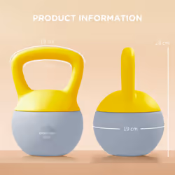 SPORTNOW 6KG Kettlebell with Soft Body and Non-Slip Handle, Yellow and Grey - Additional view 4