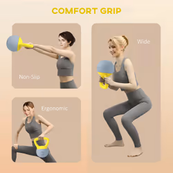 SPORTNOW 4KG Kettlebell with Soft Body and Non-Slip Handle, Yellow and Grey