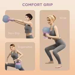 SPORTNOW 8KG Kettlebell with Soft Body and Non-Slip Handle, Purple and Grey