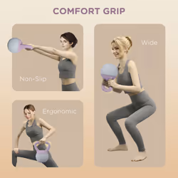 SPORTNOW 4KG Kettlebell with Soft Body and Non-Slip Handle, Purple and Grey