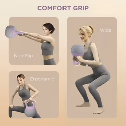 SPORTNOW 10KG Kettlebell w/ Soft Body and Non-Slip Handle, Purple and Grey