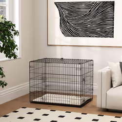PawHut Dog Crate with Two Doors, Tray, Soft Cushion, for Small Dogs, Black - Additional view 6