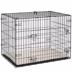 PawHut Dog Crate with Two Doors, Tray, Soft Cushion, for Small Dogs, Black - Additional view 8