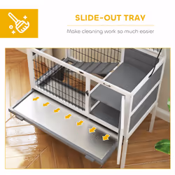 PawHut Wooden Rabbit Hutch, Small Animal House w/ Removable Tray, Openable Roof - Additional view 5